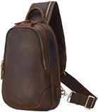 Tiding Men's Vintage Leather Sling Bag for Travel